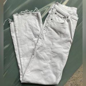 Denim forum the Arlo high rise straight white jeans from Aritzia!